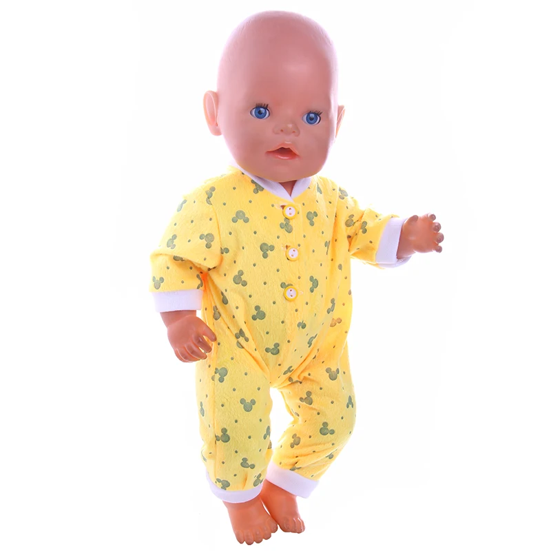 Кукольная одежда милый желтый пижамы Детские пижамы подходит 18 дюймов американская кукла для Chrid подарок на день рождения