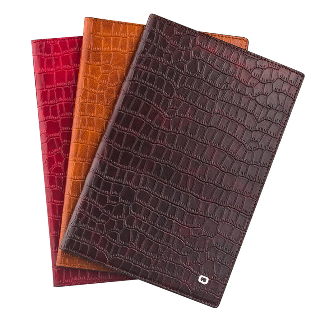 New Arrival QIALINO Fashion Smart Slim Genuine Leather Case for iPad Mini 4 Crocodile Pattern Magnet Flip Stand Cover Card Slot