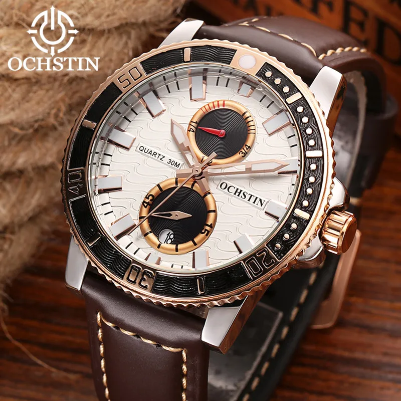 OCHSTIN мужской спортивный кожаный для часов 30 м водонепроницаемые Роскошные