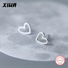 XIHA 925 пробы серебряные серьги-гвоздики для женщин маленькие серьги для девочек детские милые корейские серьги с сердечками