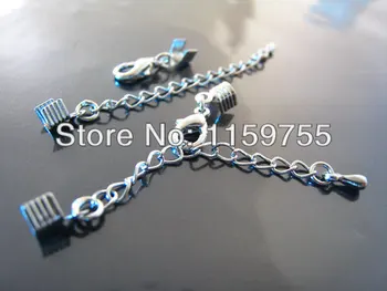 

Finding - 100Sets of Silver Chain Extender and Fold Over End Caps with Mini Lobster Claw Clasp Closure Total 55 Length
