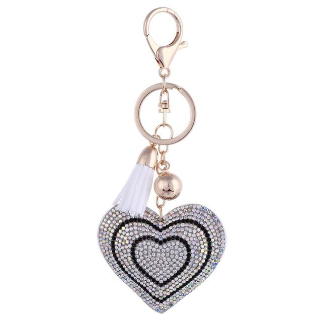 Heart Handmade Cute Bling Crystal keychain For Women Car Pendant Girl Statement Rhinestone Jewelry Bag Key Chains Ring