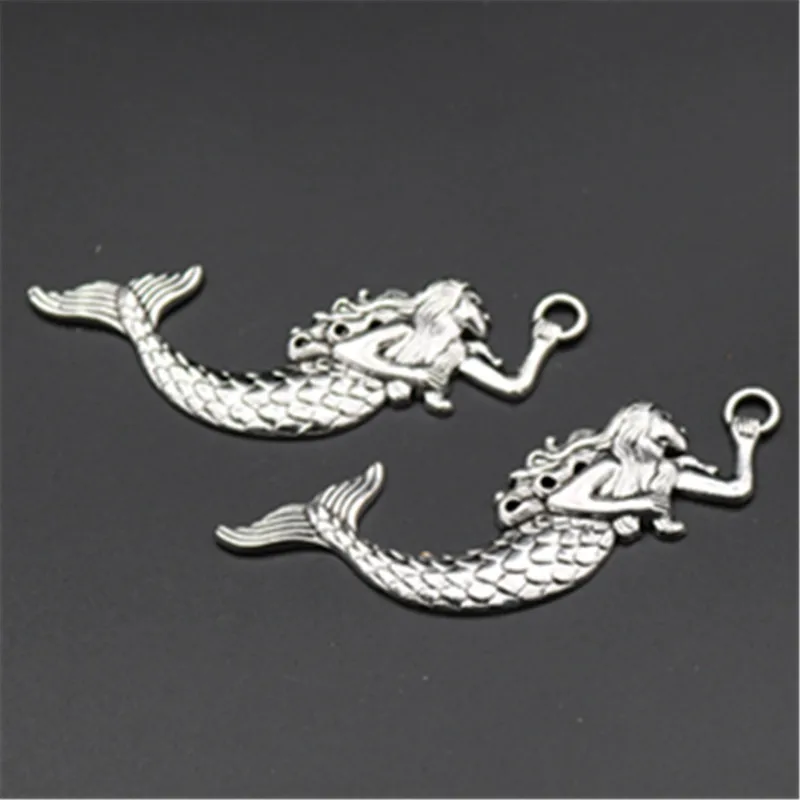 

4pcs Antique silver Nordic myths Mermaid fashion alloy pendants for necklace bracelets DIY jewelry charm findings A617