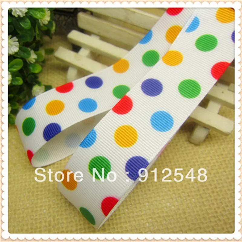 1" (25mm) 2013 color dot printed grosgrain ribbon Gift wrap ribbon 10 style mix 102327