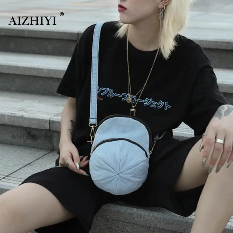 

Personality Cap Shape Denim Crossbody Bags Women Zipper Casual Shoulder Bag Fashion Small Messenger Bag for Women