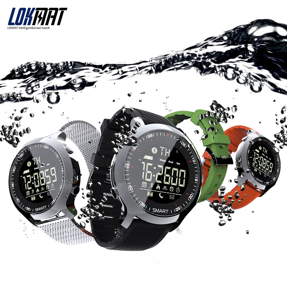 LOKMAT, Смарт часы, спортивные, водонепроницаемые, шагомеры, напоминание о сообщениях, Bluetooth, для улицы, для плавания, мужские Смарт-часы для ios, Android, телефона