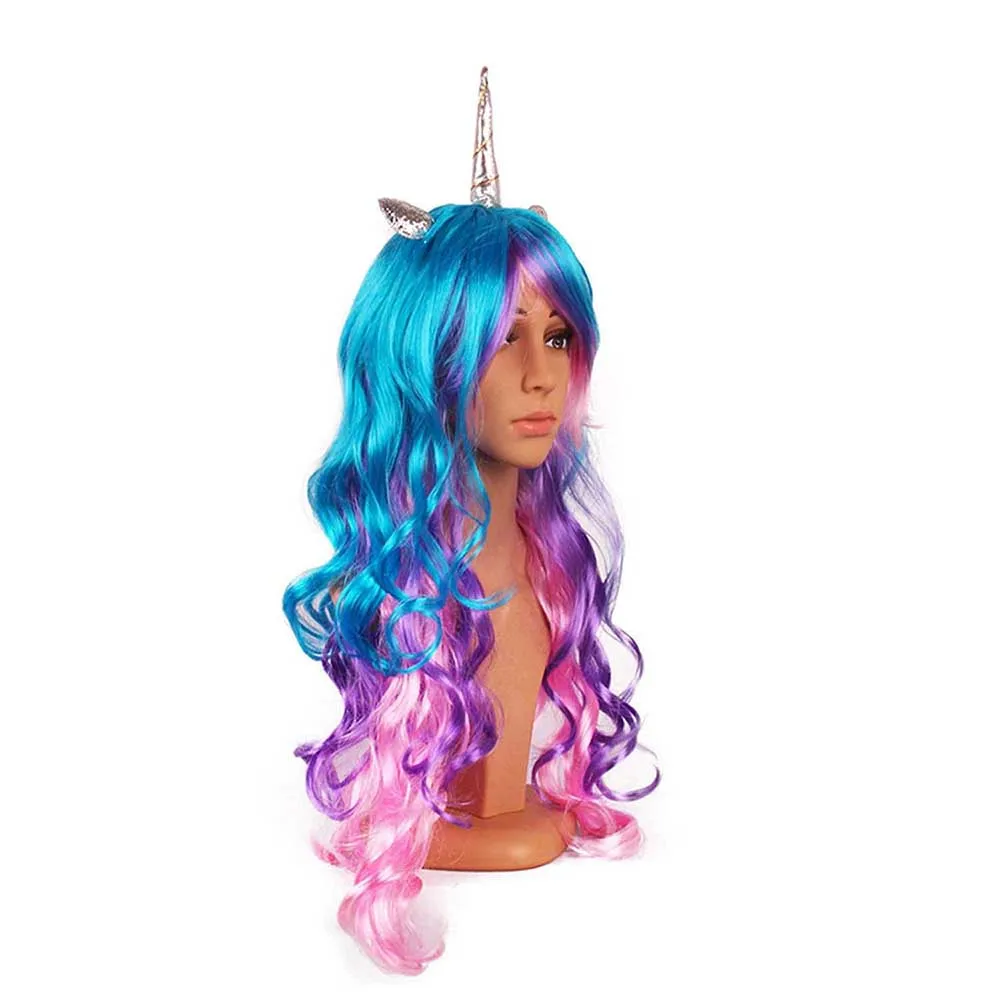 Женский косплей Радуга Дэш с единорогом маленькие пони сказки сумеречные сверкающие неоновые длинные кудрявые волосы красота синтетические волосы