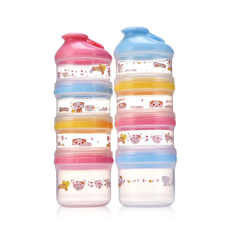 

Bobei elephant Cartoon Pattern Baby Formula Milk Storage Box Portable outing Food Snacks Container Four Layer big capacity