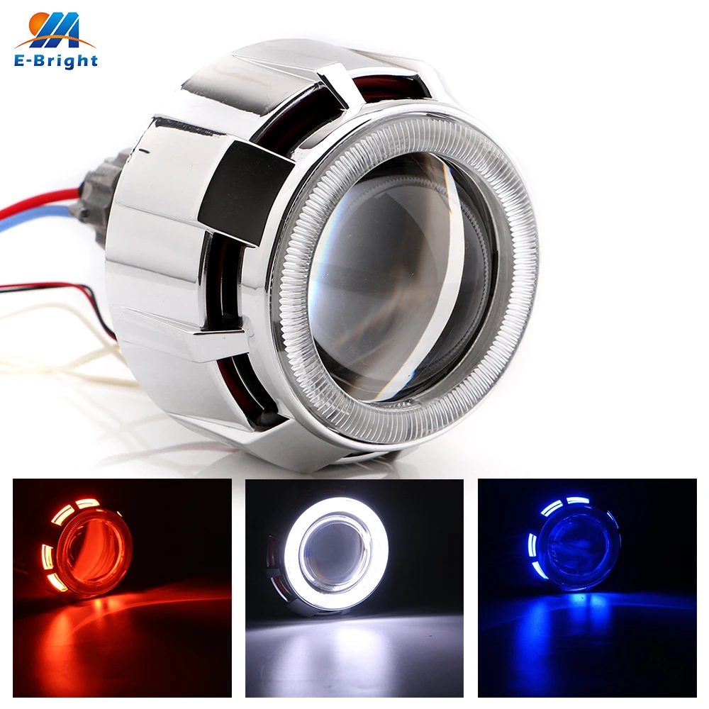 

2 Pcs 12V 35W Round H1 H4 H7 DC12V 35W Xenon Projector Lens Light+Double Angel Eyes 3000LM/PCS CCFL Lamp Starter Wiring Harness