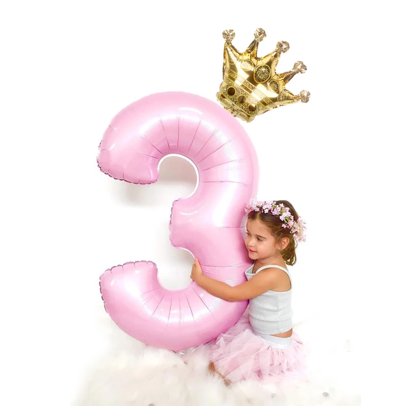 32 Decoration inch Crown Number Foil Balloon Digit Ballon Happy Birthday Party 