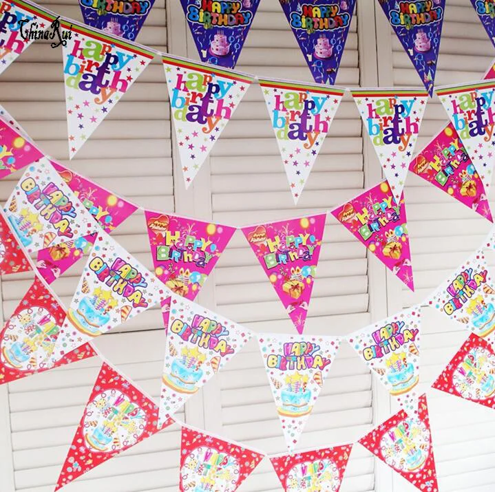 

2.5 Meter cartoon letter flower pennants Paper Flag Birthday Party Decoration Banner Bunting for Children kids