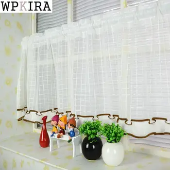 

Rustic style coffee short half curtains head curtain for kitchen cabinet window door cafe wall decor screen drape DL-DS007&30