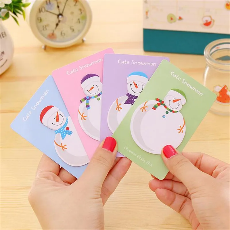 

5pcs Cartoon Christmas Snowman Memo Pad Stationary Scrapbooking Decorative Stickers Office School Chancery Bookmark Sticky Notes