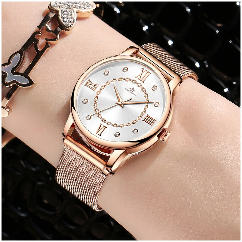 

Women Fashion Dress Quartz Watches Lady Stainless Steel Waterproof Wristwatch creative Girl Clock Relogio Feminino