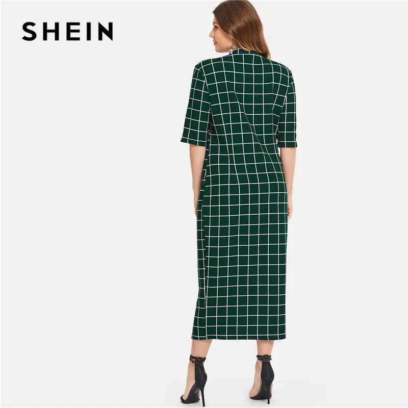 SHEIN элегантное клетчатое облегающее длинное платье карандаш размера плюс
