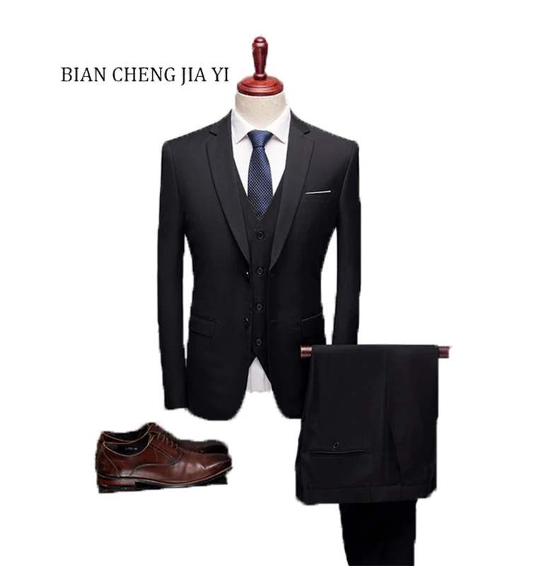 

Solid Color Slim fit Male 3 Piece suits Wedding Dress Men Business Casual blazer Wedding Prom Dinner Suits Groomsman Wear Tuxedo