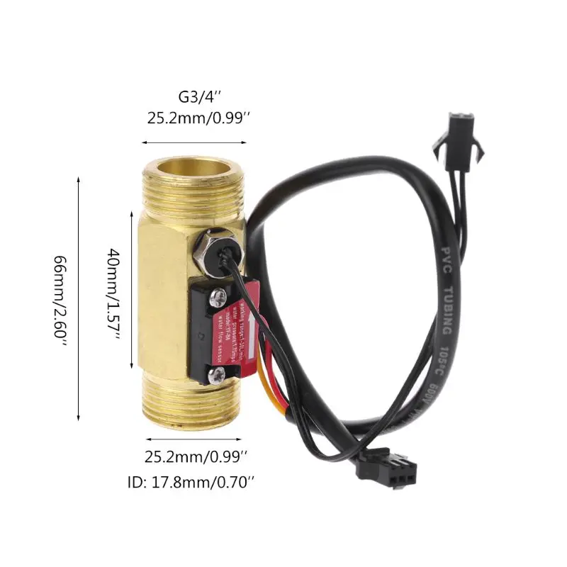 

G3/4" Flow Sensor Water Flow Switch With Temperature Detection For Turbine Liquid Sensor Copper Shell Hall Flow Meters