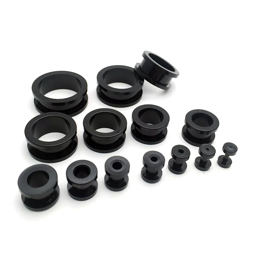 

2-24mm 2pcs Acrylic Screw Ear Plugs and Tunnels Double Flared Expander Black Ear Plug Gauge Ear Plug Sexy body jewelry Piercing