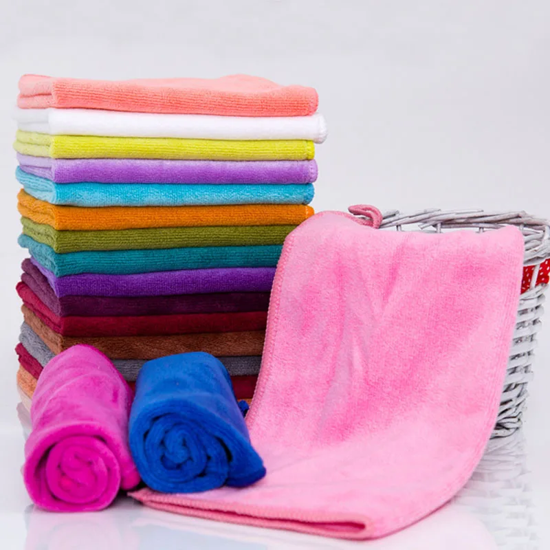 1pcs 25*25cm Microfiber Solid Color Soft Towel Kitchen Hand Towels