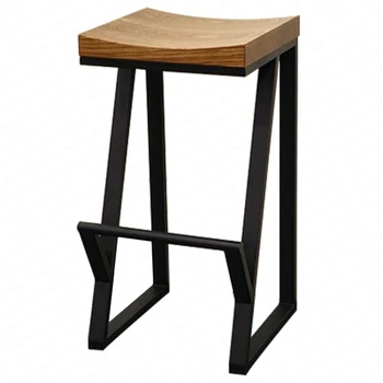 

B American wrought iron wood bar stool home hotel front desk cafe bar chair fast food restaurant dessert shop high bar stool