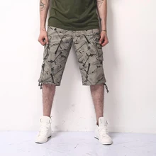 Бренд Для мужчин s военных грузов шорты новая армия камуфляжные шорты Для мужчин хлопка свободный работы Повседневное Короткие штаны плюс размер 38 40