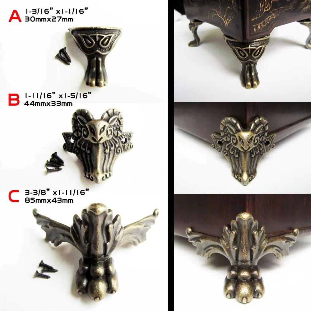 Decorative Corner Brass 1-1/8" TRUNK CHEST STEAMER ANTIQUE box jewelry vintage 