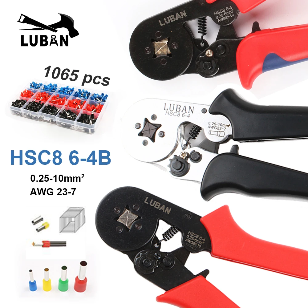 

HSC8 6-4A 10S 6-6 MINI-TYPE CRIMPING PLIER 0.25-6mm2 terminals crimping tools multi tool tools hands pliers hsc8 16-4 6-16mm2