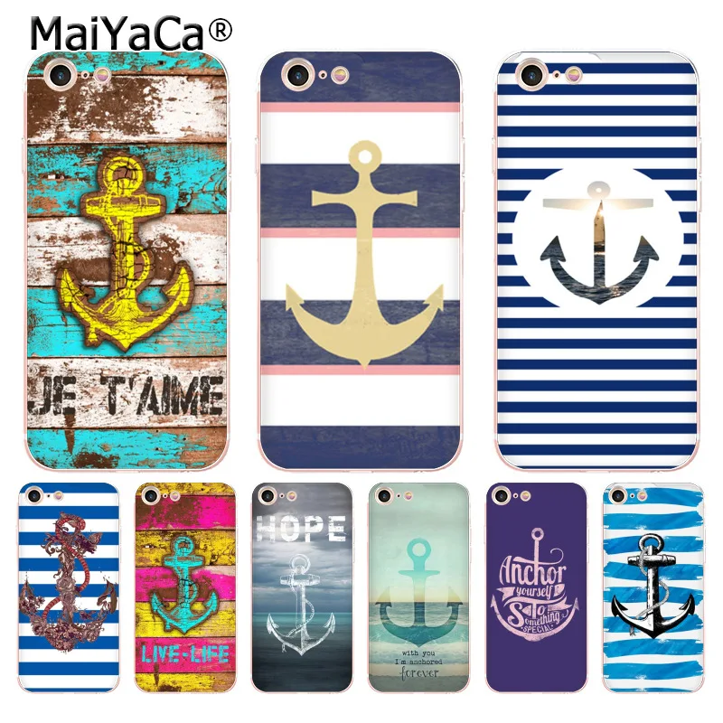 MaiYaCa Новый Полосатый волнистый якорь рисунок мягкий tpu чехол для телефона iPhone 8 7 6