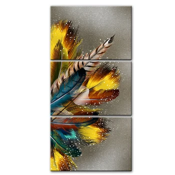 

3 Panels Colorful Feathers Canvas Paintings Wall Art Canvas Prints Abstract Pop Art Canvas Modular Pictures For Living Room Wall