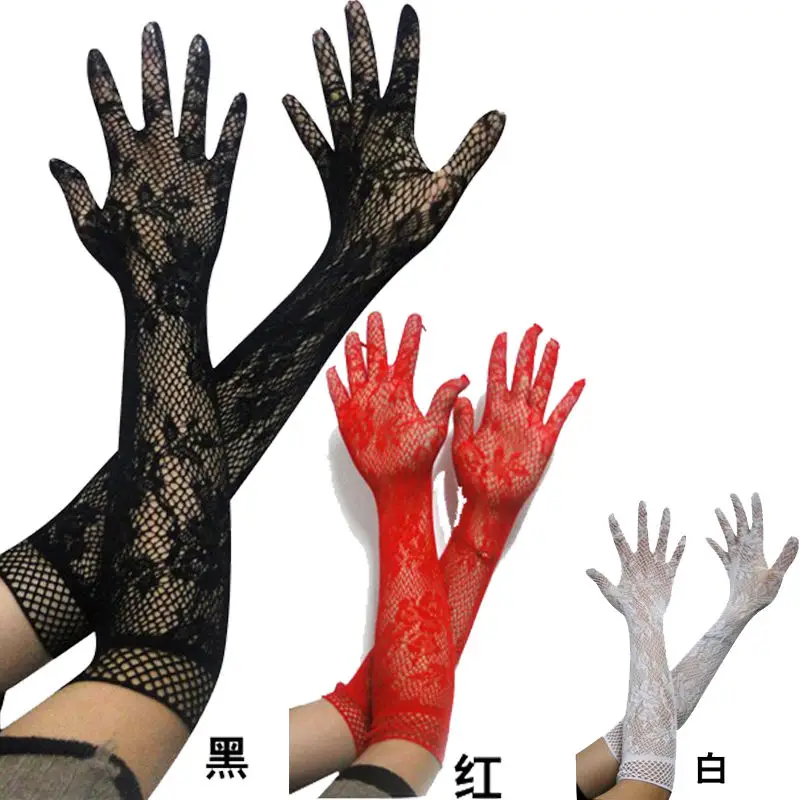 

Multi-function Elegant 3 Colors Long Lace Women Summer Gloves With Pearls Long Gloves Lace Mesh Accessories Ladies Gloves