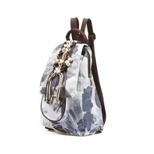National Canvas Ethnic Backpack Women Handmade Flower Embroidered Bag Travel Bags School Bag Backpacks Mochila Ladies Rucksack