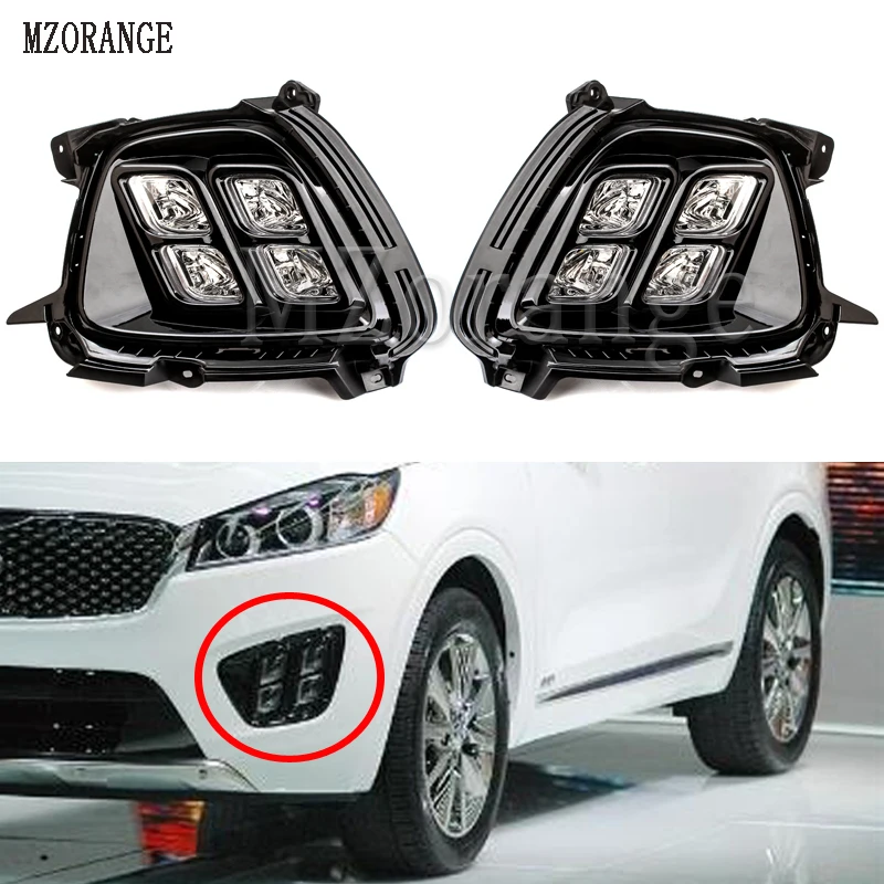 

MZORANGE 1set For KIA Sorento 2015 2016 LED DRL Daytime Running Light Daylight Waterproof 12v fog lamp car Styling lights