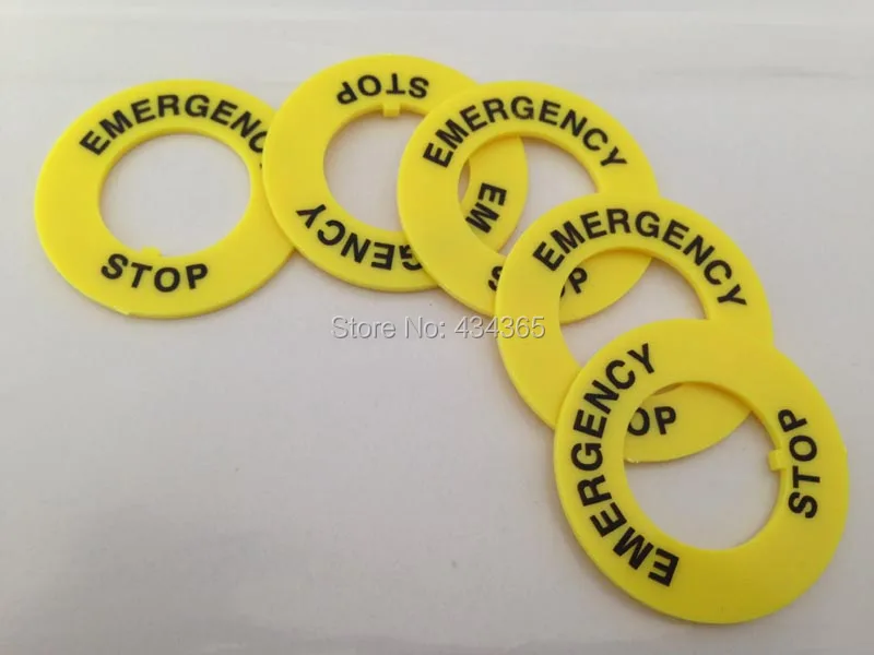 

100pcs Yellow Plastic 22mm Push Button Switch Emergency Stop Warning Ring outer dia 40mm
