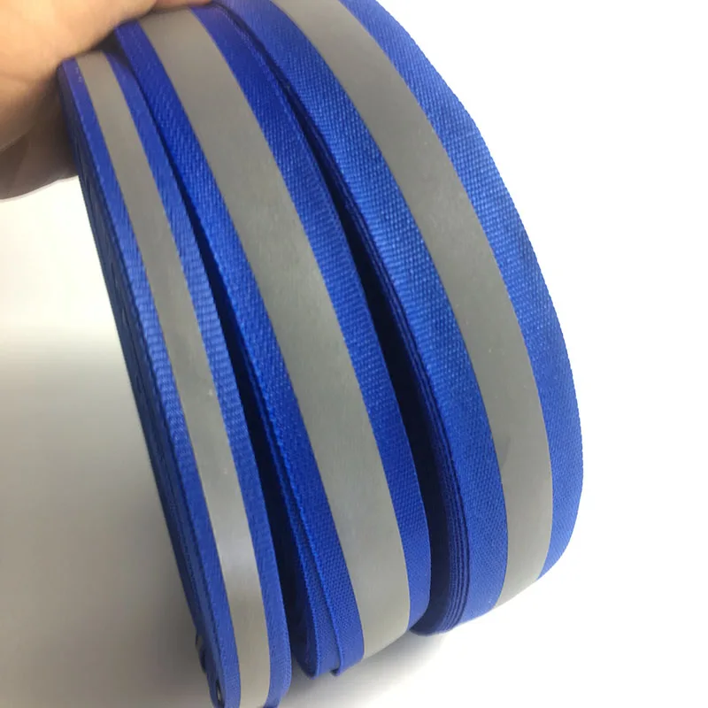 

50M/Roll Royal blue Reflective Fabric Ribbon Webbing Reflection Strip Edging Braid Sewing On Garment accessories