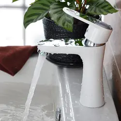 Бортике белый Ванная комната Смеситель для мойки коснитесь waterbasin