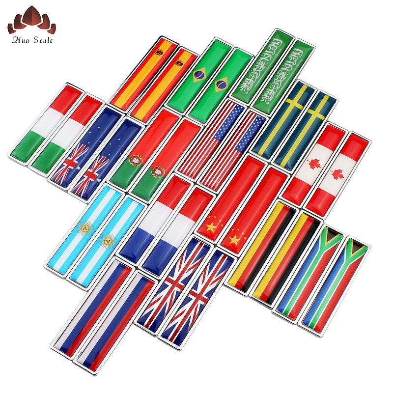 

Car flag styling logo United States United Kingdom Russia France Sweden Flag Body paste Personality Trend Metal Sticker Decals