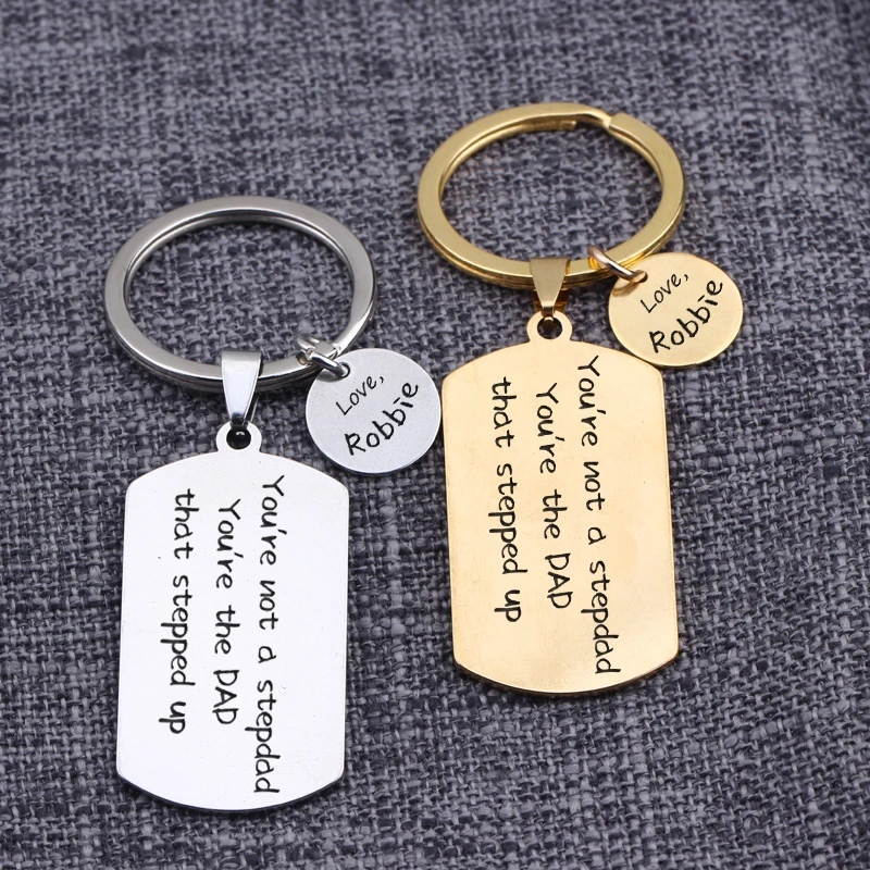 

Father Gift Engraving Custom Keychain You Are Not A Stepdad You`re The Dad That Steped Up Family Gift Dog Tag Piece Round Keytag