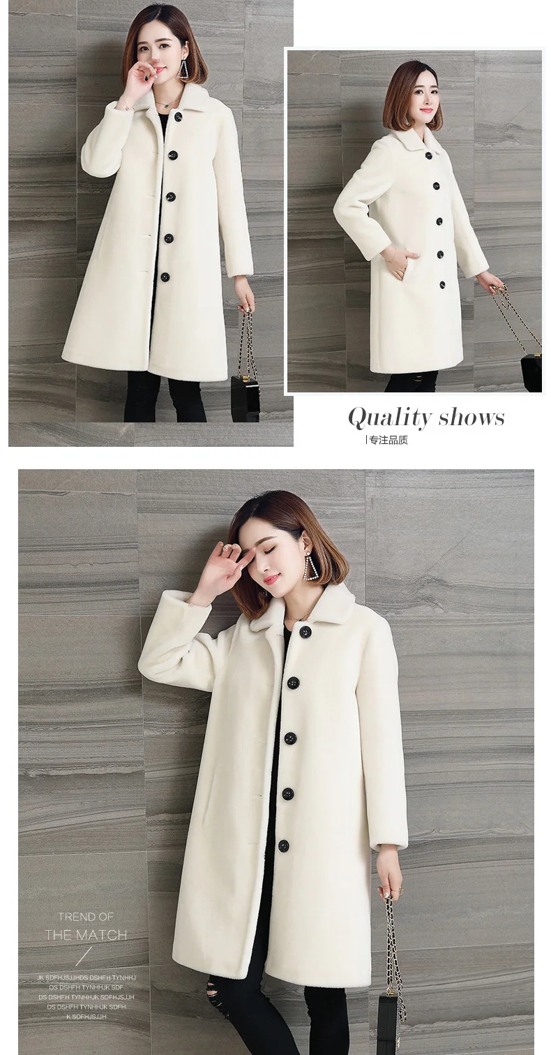 Высокое качество, женское меховое пальто, Зимние Теплые Куртки из натуральной шерсти для женщин, овечья шерсть, куртка, длинный Тренч