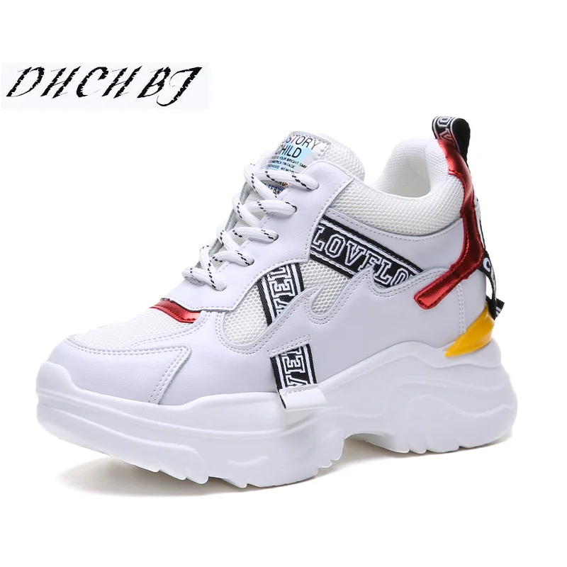 

Women Sneakers 2019 Spring Women Casual Shoes Multi color Thick Sole Ladies Platform Shoes Height Increasing Chunky Shoes