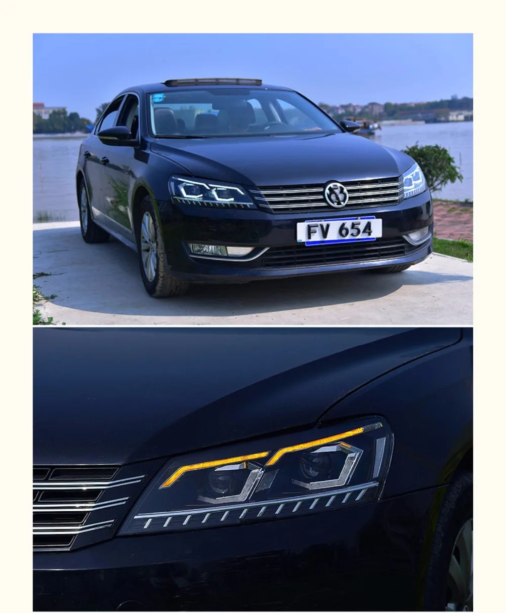 Автомобильный Стайлинг для VW Passat B7 US Verson 2012- фары для Passat B7 фары DRL D2H динамический сигнал поворота Hid биксеноновый луч