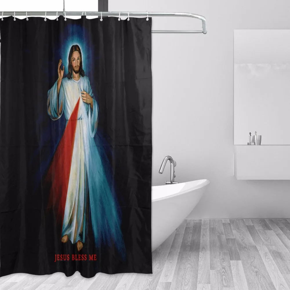 

Eco-friendly God Jesus Bless Me Shower Curtain 100% Polyester Fabric Washable Bath Curtain Decor Waterproof Curtain for Bathroom