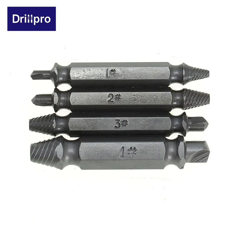 Drillpro 4 шт. двухсторонний поврежденный Винт экстрактор сверла из удаления болт шпильки деревообрабатывающий инструмент высокое качество