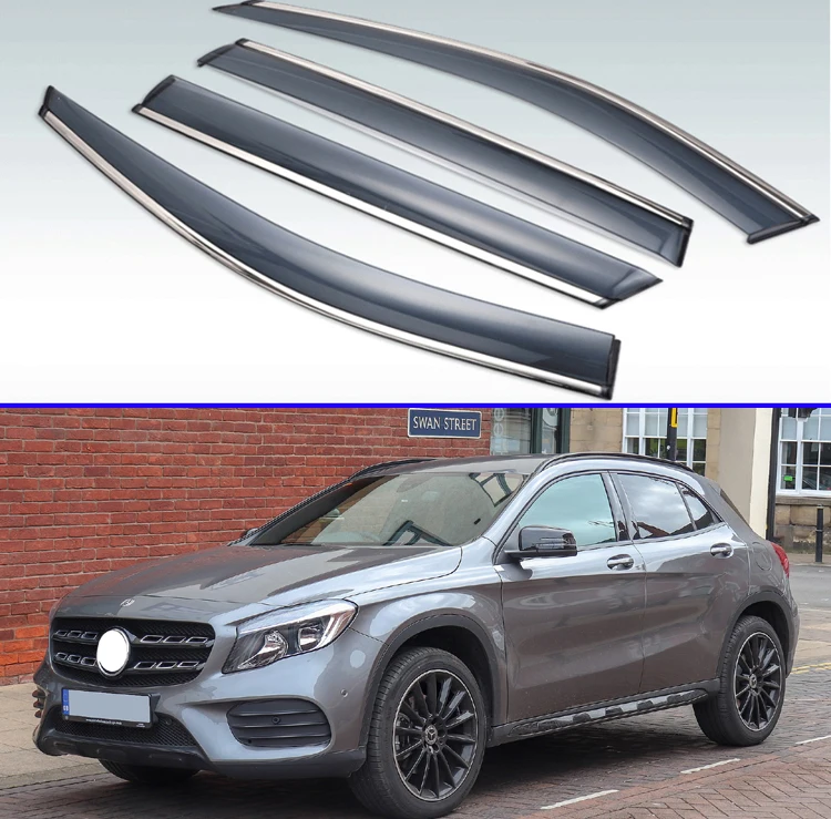 

For Mercedes-Benz GLA-Class GLA180 200 220 250 2016-2019 Plastic Exterior Visor Vent Shades Window Sun Rain Guard Deflector 4pcs