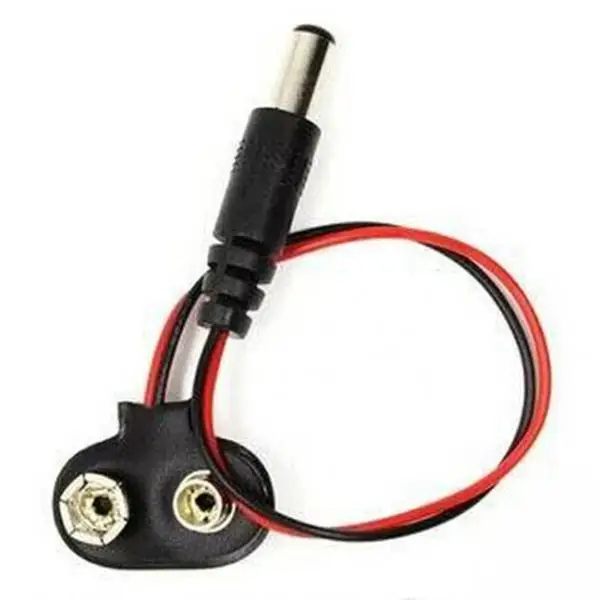 DC Power Plug to 9V Battery Clip Button Connector Adapter Pack of 2