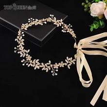 TOPQUEEN HP89 Кристальные и жемчужные свадебные шиньоны с цветком, свадебная повязка для волос, тиара для женщин, ювелирные аксессуары для волос