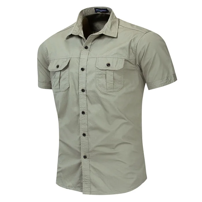 

2019 Summer Casual Cargo Shirt Short Sleeve Men Military Shirt Loose Fashion Casual Tactical Shirt Camisa Social Masculina,55889