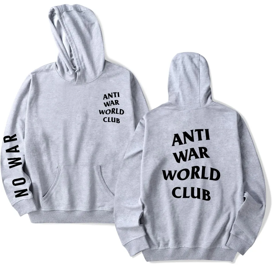 Толстовка LUCKYFRIDAYF с надписью Anti War World Club худи новый дизайн Повседневная в стиле