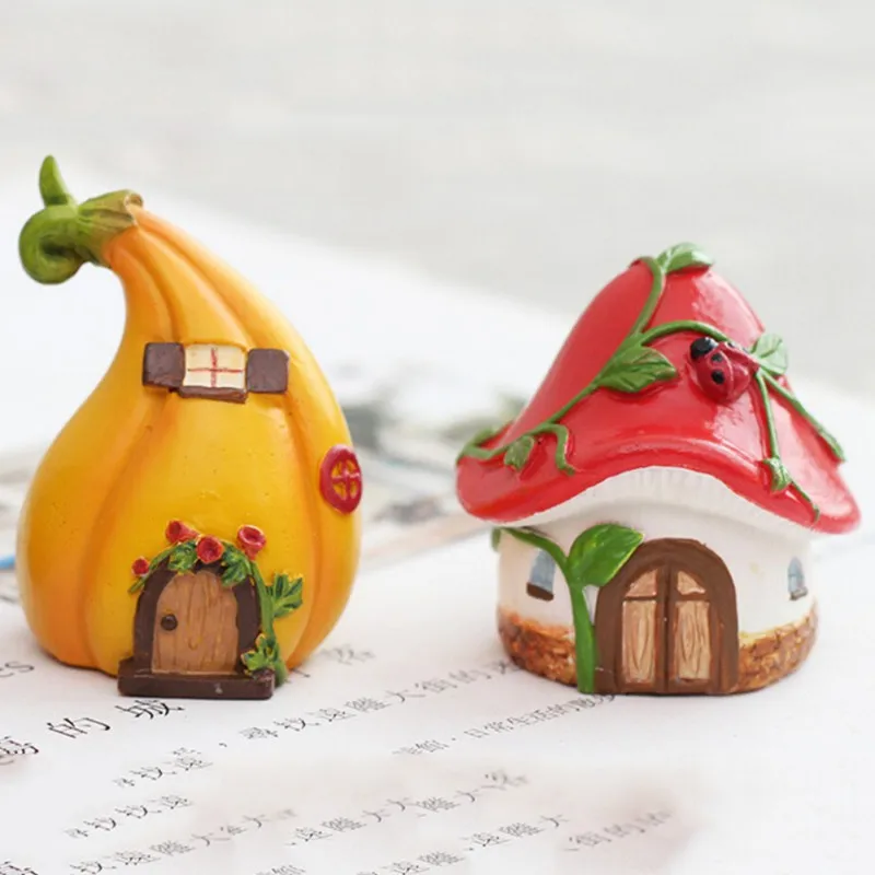 DIY смолы фея сад ремесло украшения миниатюрный микро гном Террариум Средиземноморский дом замок и грибы подарок для детей