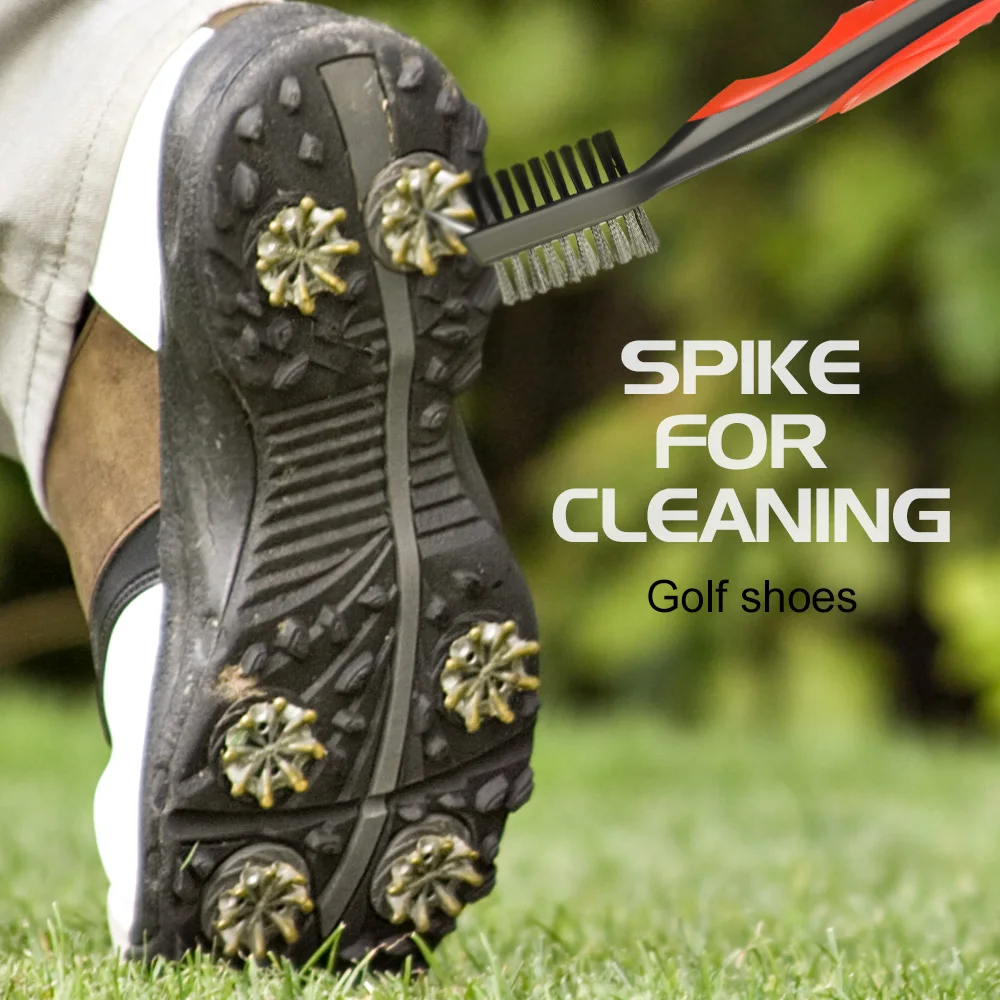 BOBLOV Golf Club Brush Groove Cleaner Dual Sided Nylon & Steel Cleaning Golf Brush With Spike Cleaning Club Loop Clip