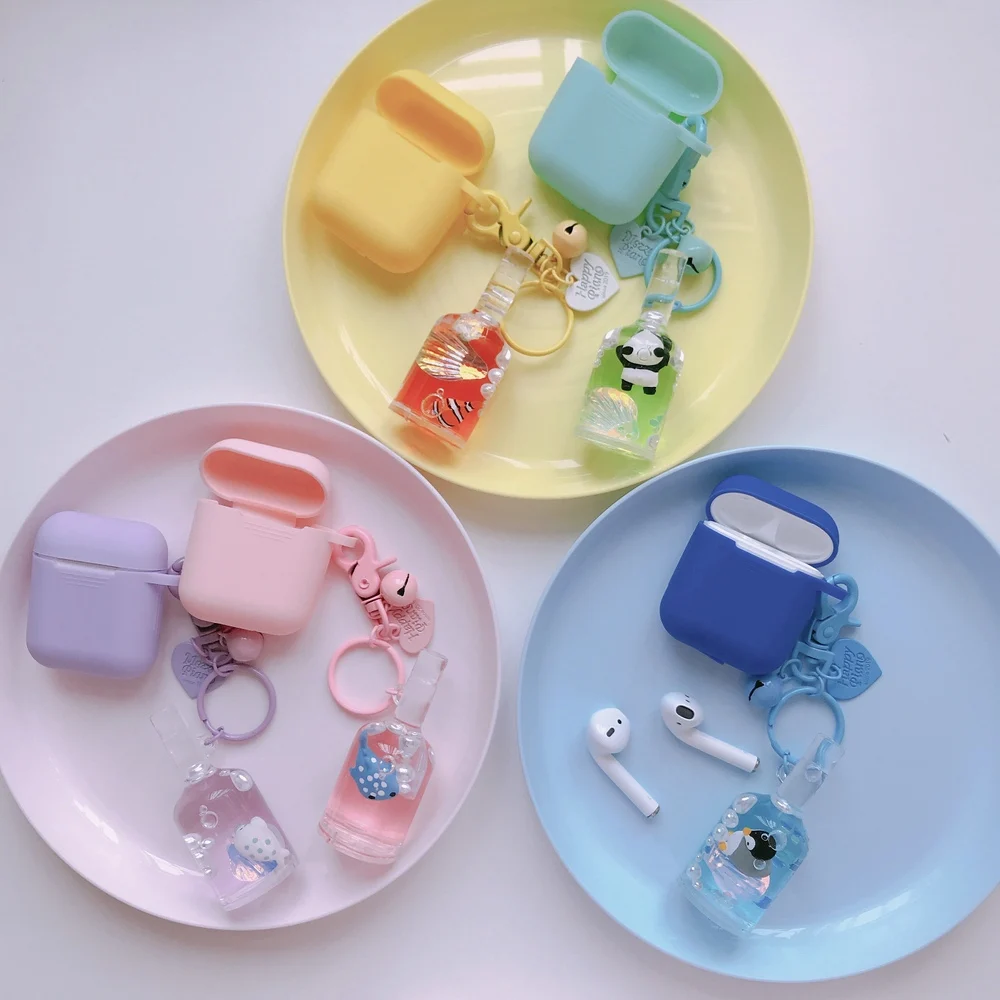 

Wireless Earphone Protective Cover Sea Animals Drift Bottles Keychain Silicone Case For Apple AirPods 1 2 Wired Charging Box